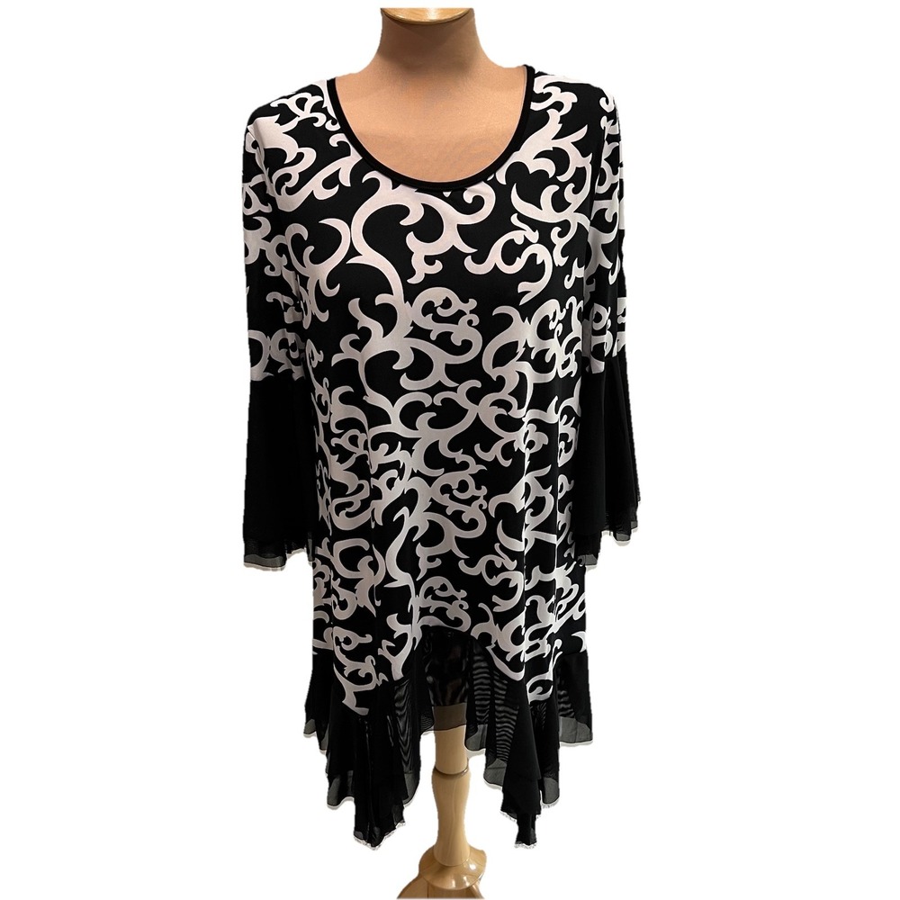 The Pyramid Collection Black & White Tunic Size Large Whimsigoth Fairy Grunge